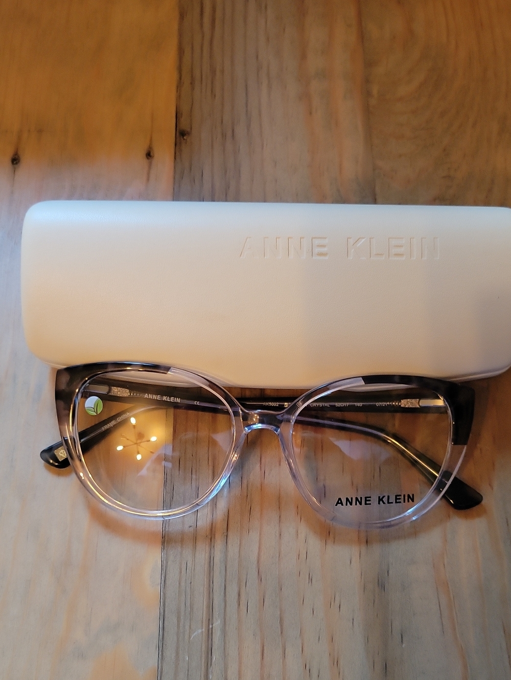 Anne Klein Clear Tortoise Shell Accent Eyeglasses Frame